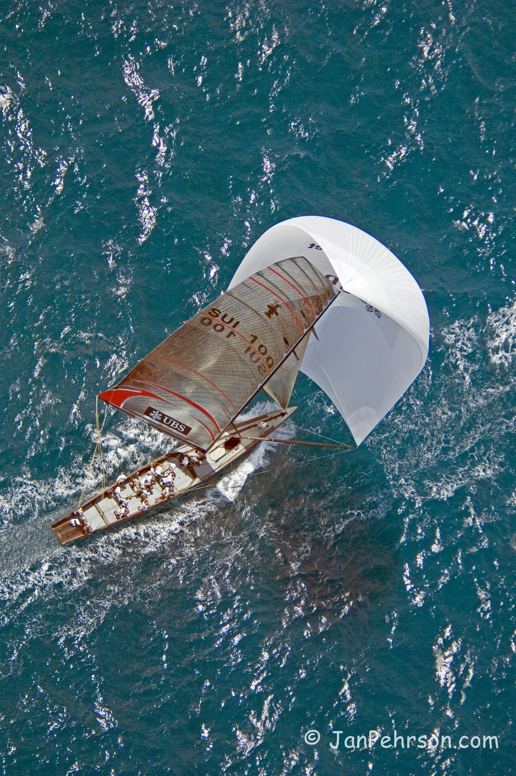 America's Cup Match - Final Race 2007, Alinghi wins over Emirates Team New Zealand by 1 second. The Yacht Alinghi (00843) 