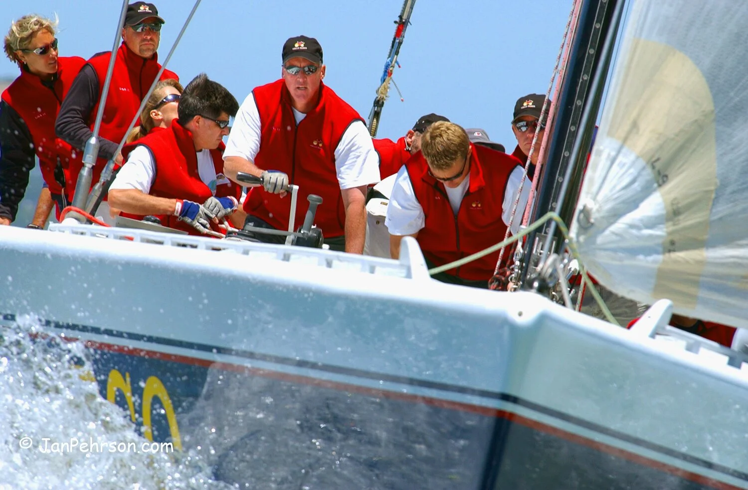 June 20, 2003 - The Challenge Series - Sausalito Cup - USA-11, Bow during tack