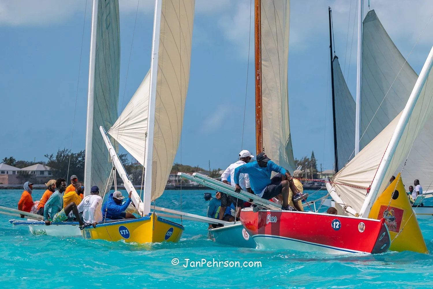 April 2025, George Town, Bahamas, National Family Island Regatta, C-Class Mark Rounding