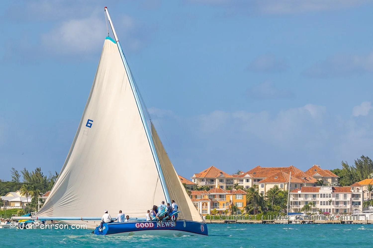 Dec 2022, Nassau, Bahamas, Best of the Best Regatta, A-Class, Good News, from Ragged Island
