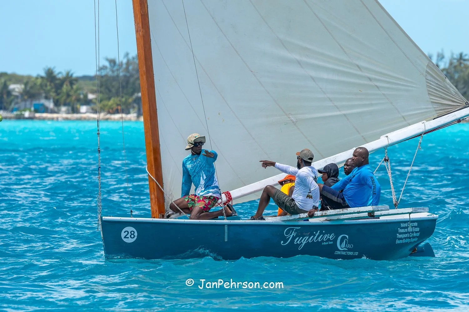 April 2026, George Town, Bahamas, National Family Island Regatta, C-Class, Fugative, from Exuma