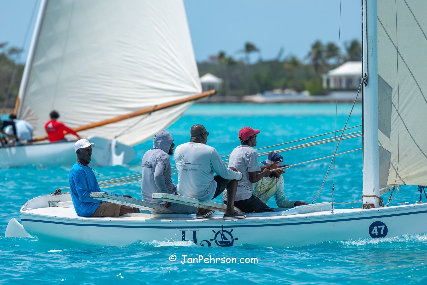 April 2026, George Town, Bahamas, National Family Island Regatta, C-Class, H2o, from Exuma