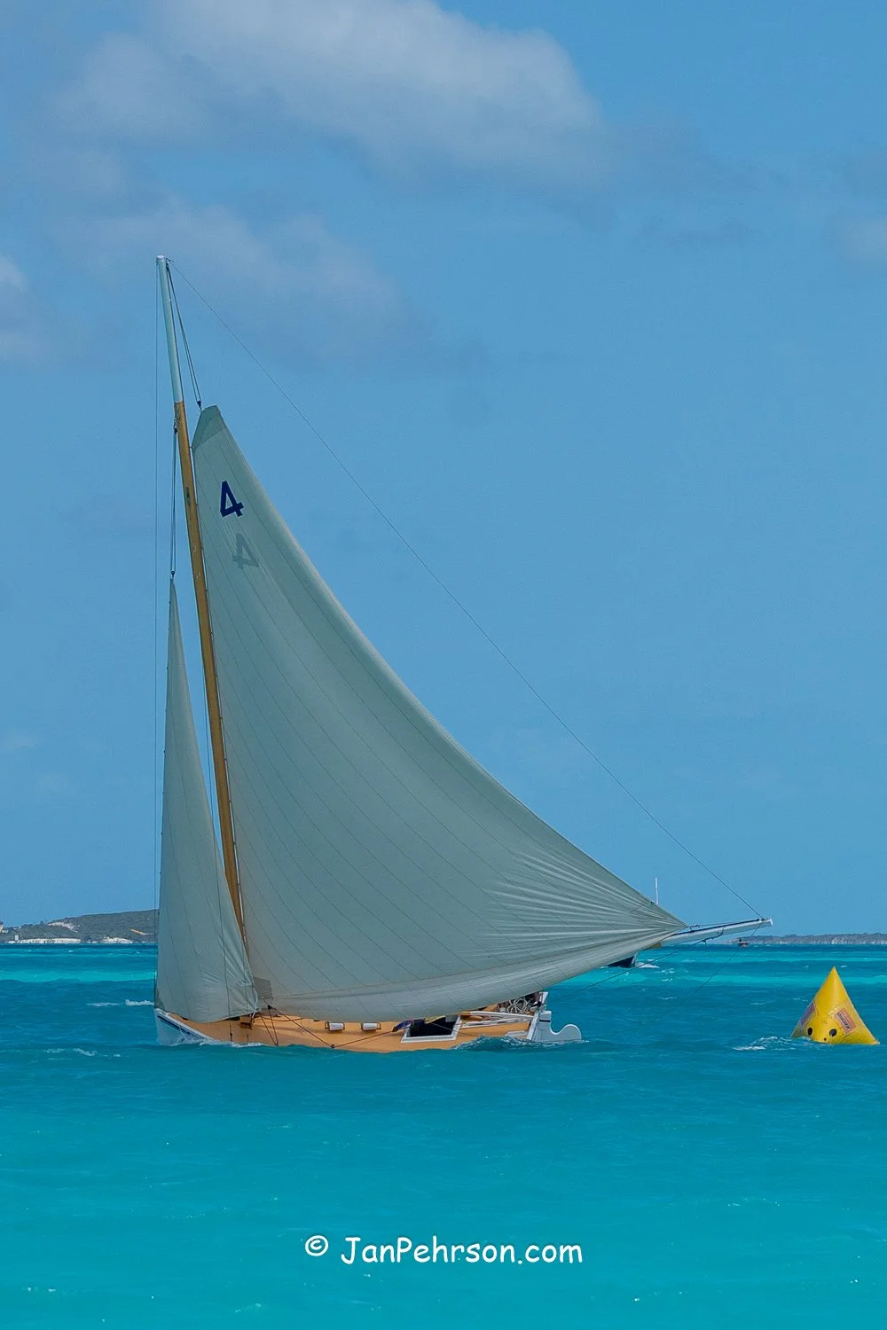 April 2026, George Town, Bahamas, National Family Island Regatta, B-Class, New Susan Chase V, from Long Island