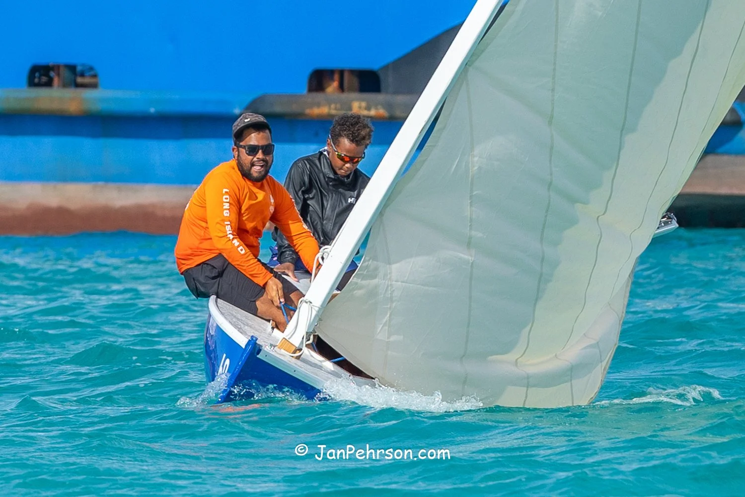 April 2026, George Town, Bahamas, National Family Island Regatta, E-Class, Gussy Boys, from Long Island