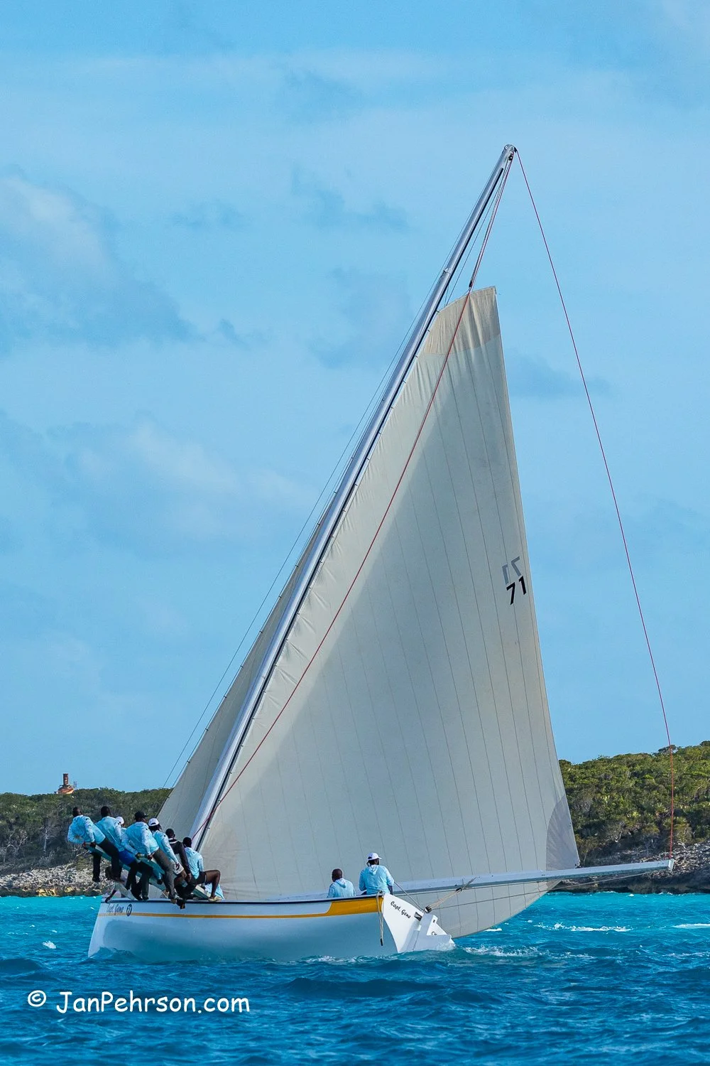 April 2026, George Town, Bahamas, National Family Island Regatta, A-Class, Captain Gene, from Exuma