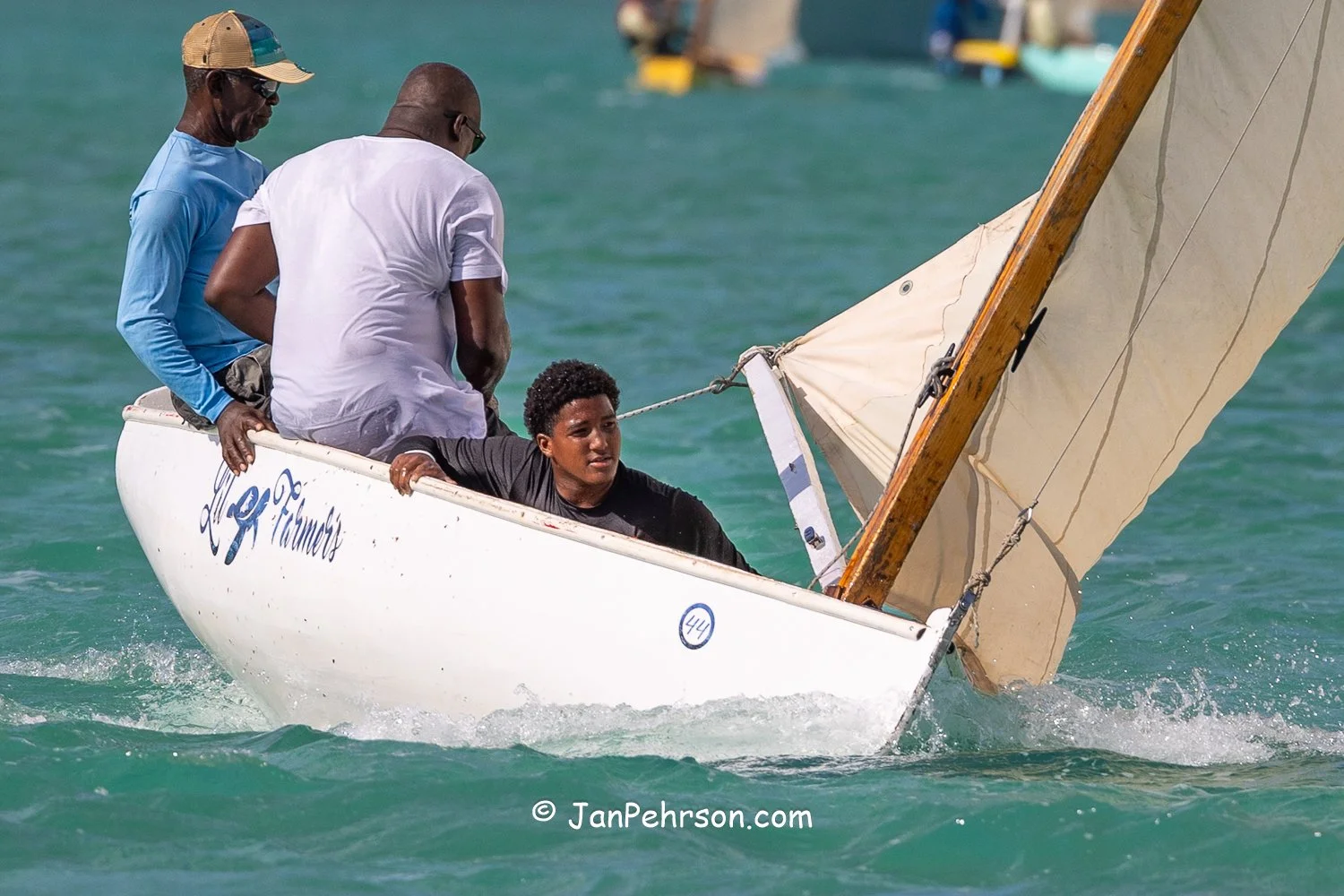 April 2026, George Town, Bahamas, National Family Island Regatta, E-Class, Lil Farmers, from Exuma