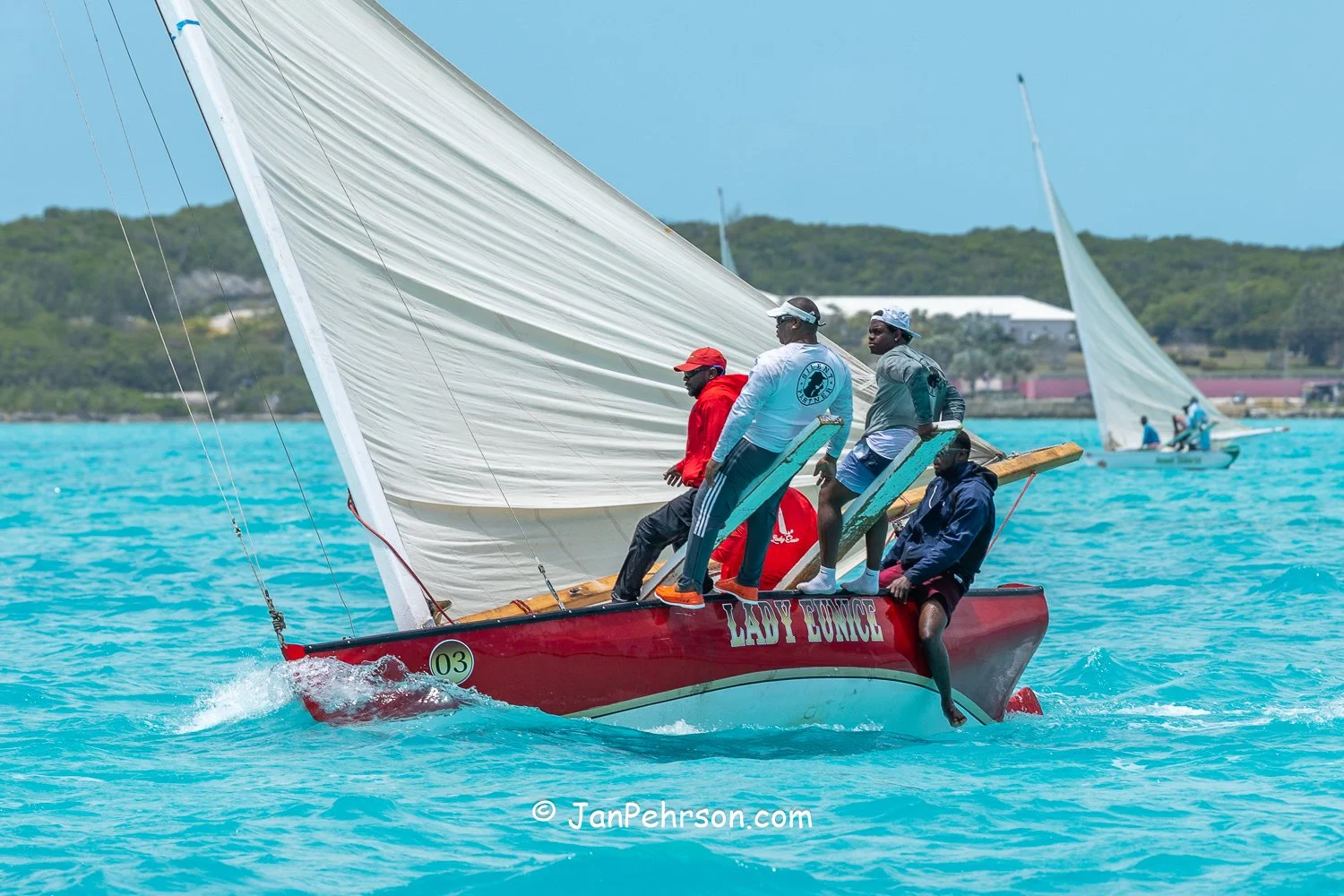 April 2026, George Town, Bahamas, National Family Island Regatta, C-Class, Lady Eunice, from Exuma