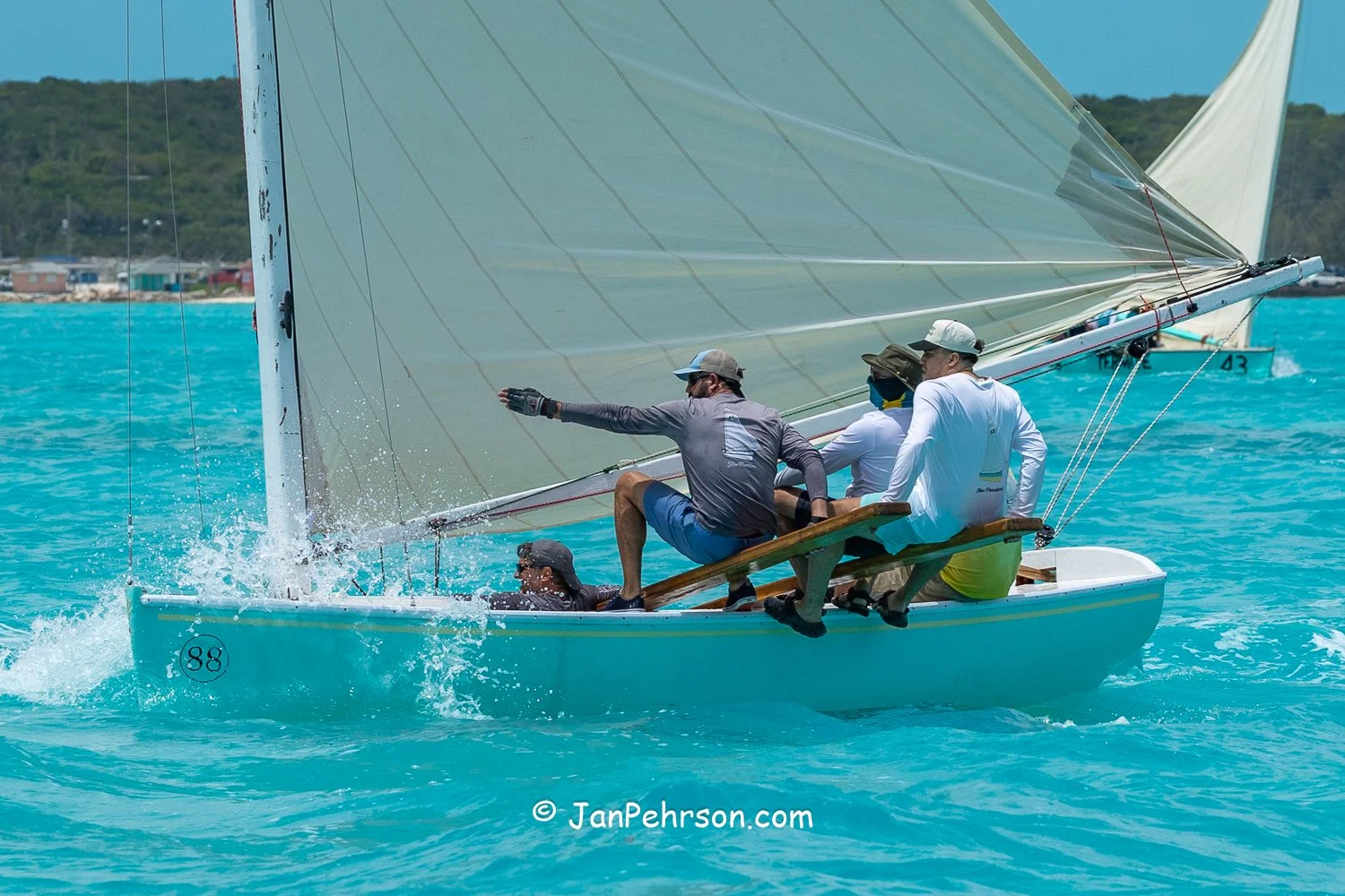 April 2026, George Town, Bahamas, National Family Island Regatta, C-Class, Shroud, from New Providence