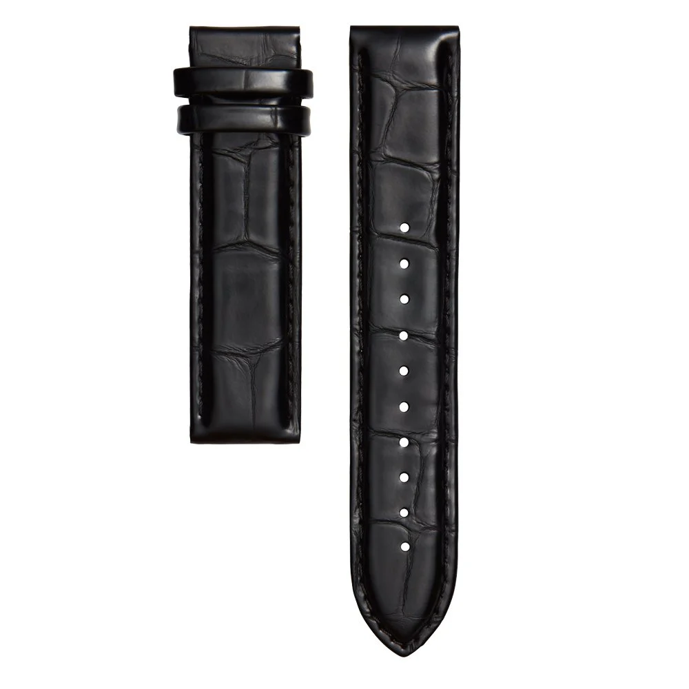 20mm Black Croc Leather Strap