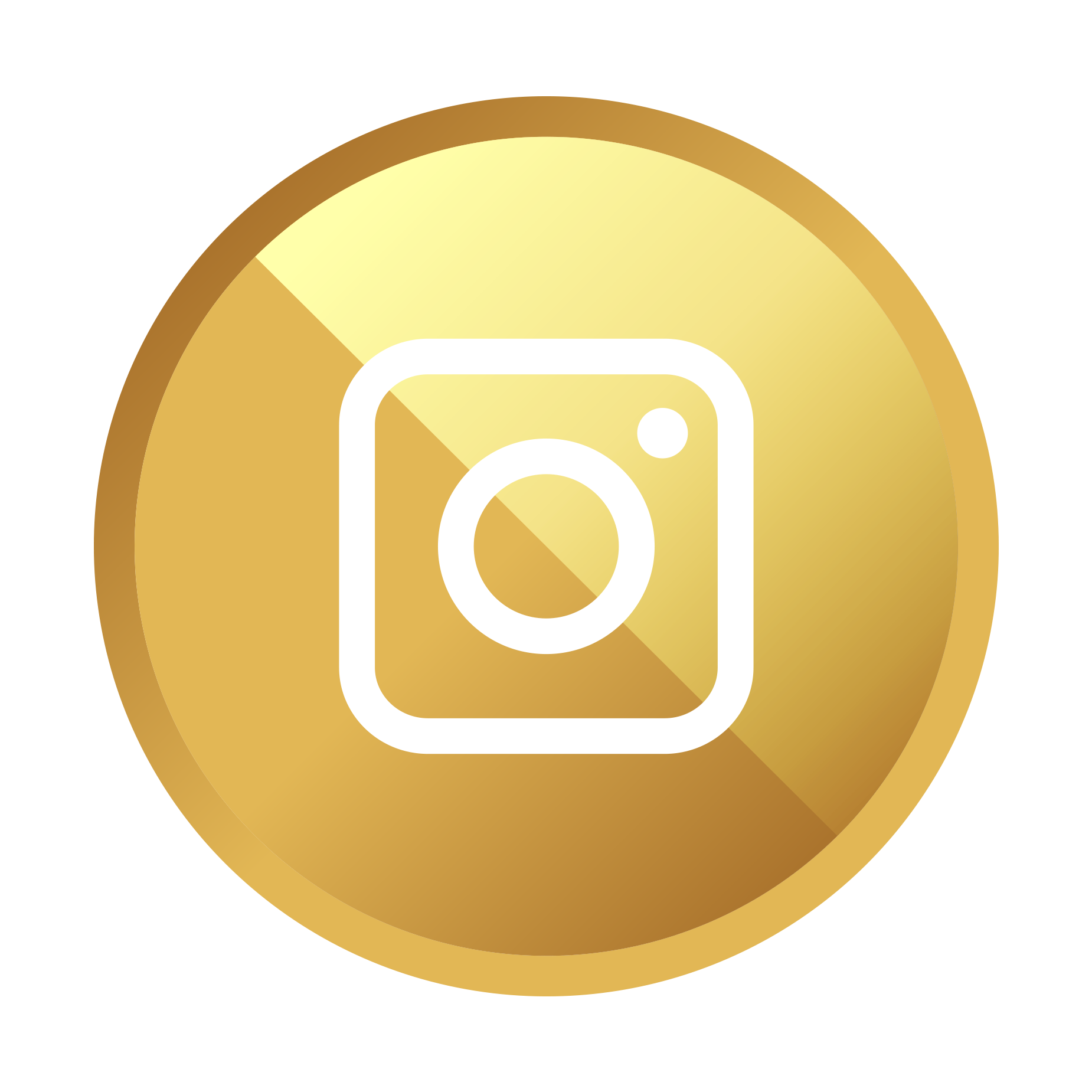 Instagram logo on a gold circular background.