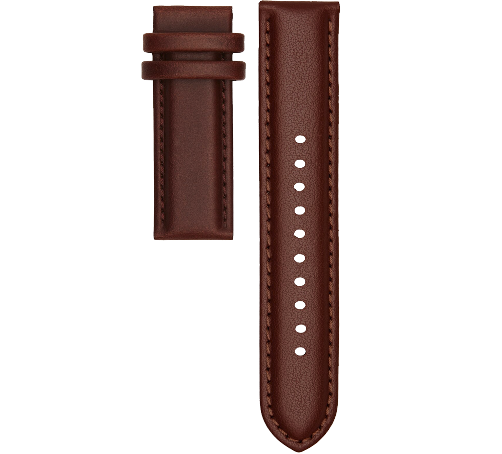 20mm Brown Stitched Leather Strap