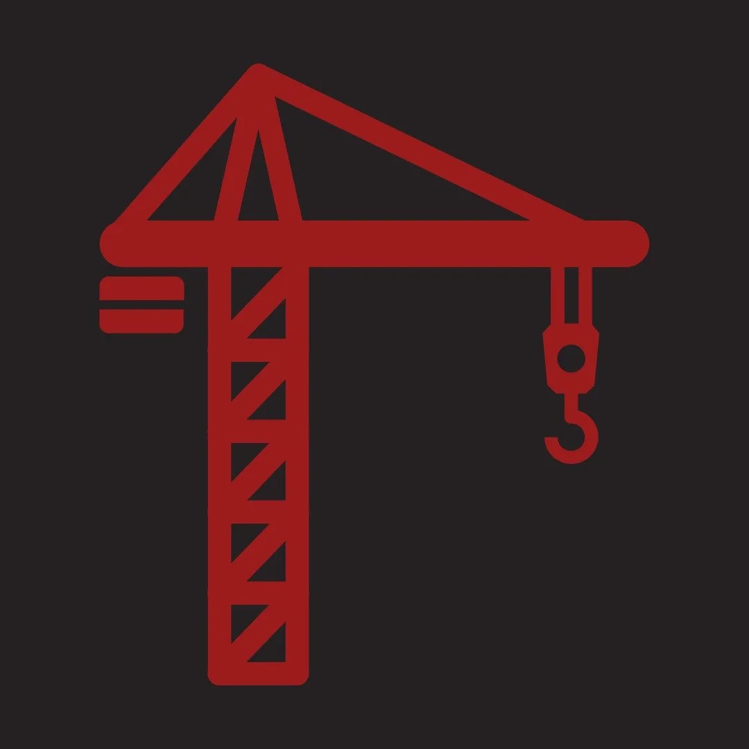 Red crane icon representing construction and infrastructure executive coaching