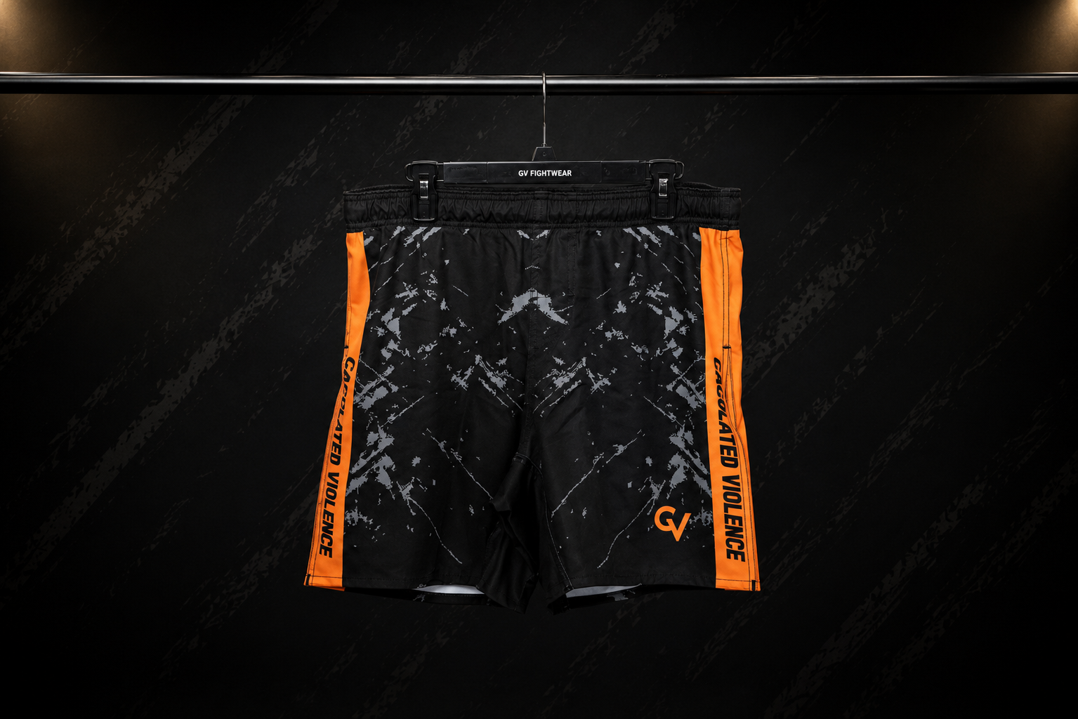 Black & Orange 2 In 1 Compression Shorts