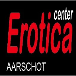 Logo met de tekst 'Erotta center', waarbij 'Erotta' in rood en 'center' in wit, en onderaan 'Aarschot' in wit op zwarte achtergrond.