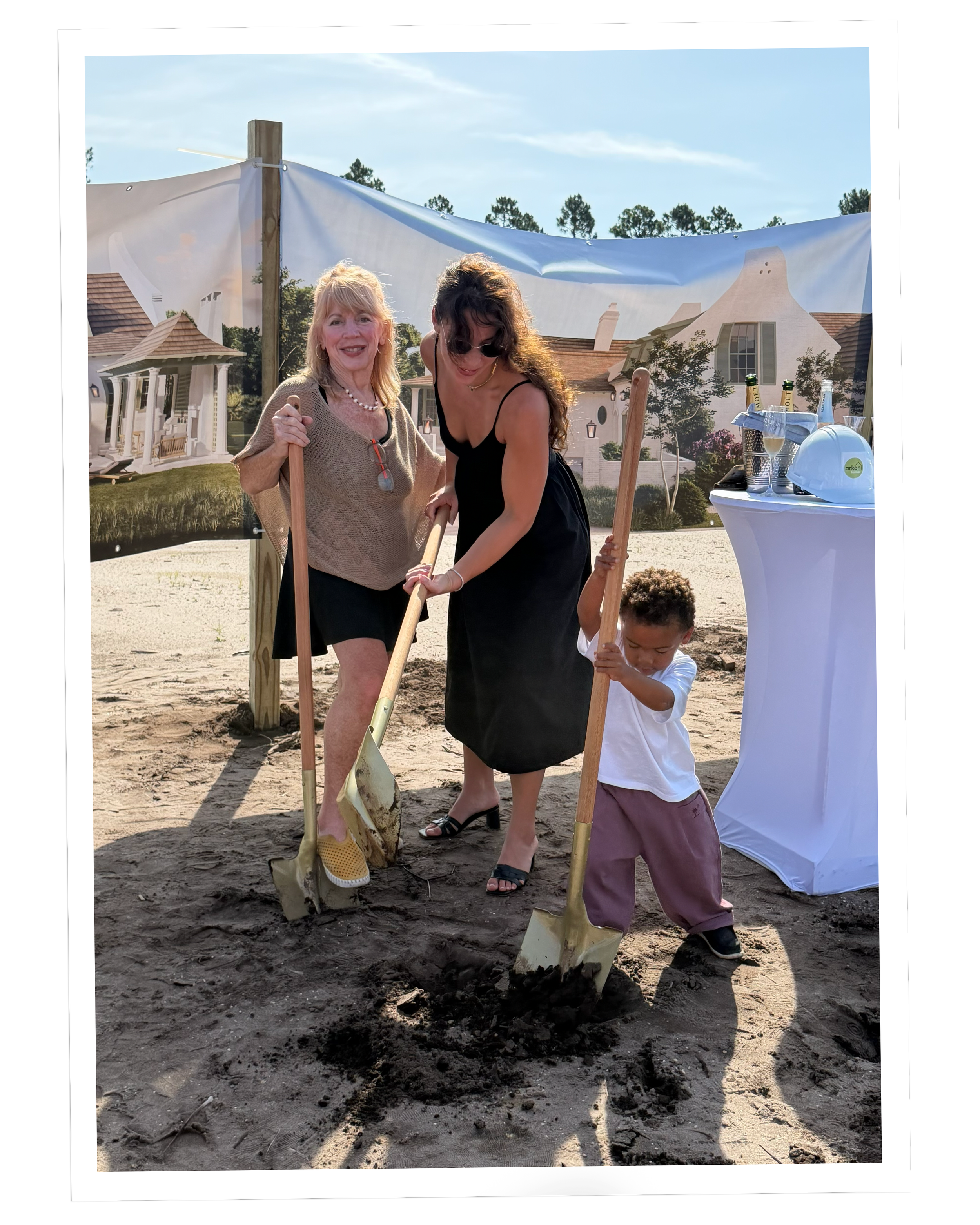 Rafi Inez at the Lafayette Park groundbreaking with her mother and her son