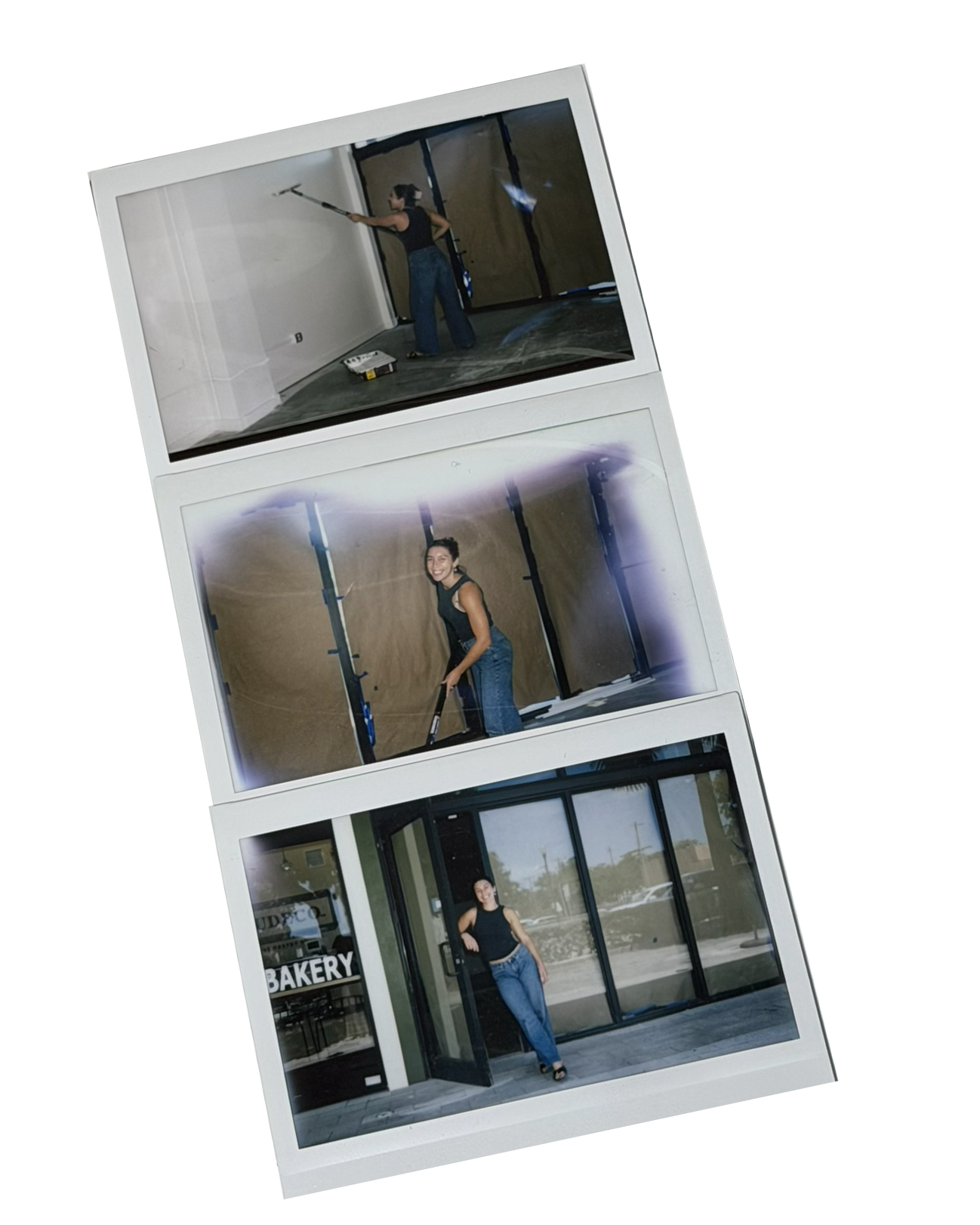 Photo strip of Rafi Inez fixing up her Little River design studio in Miami