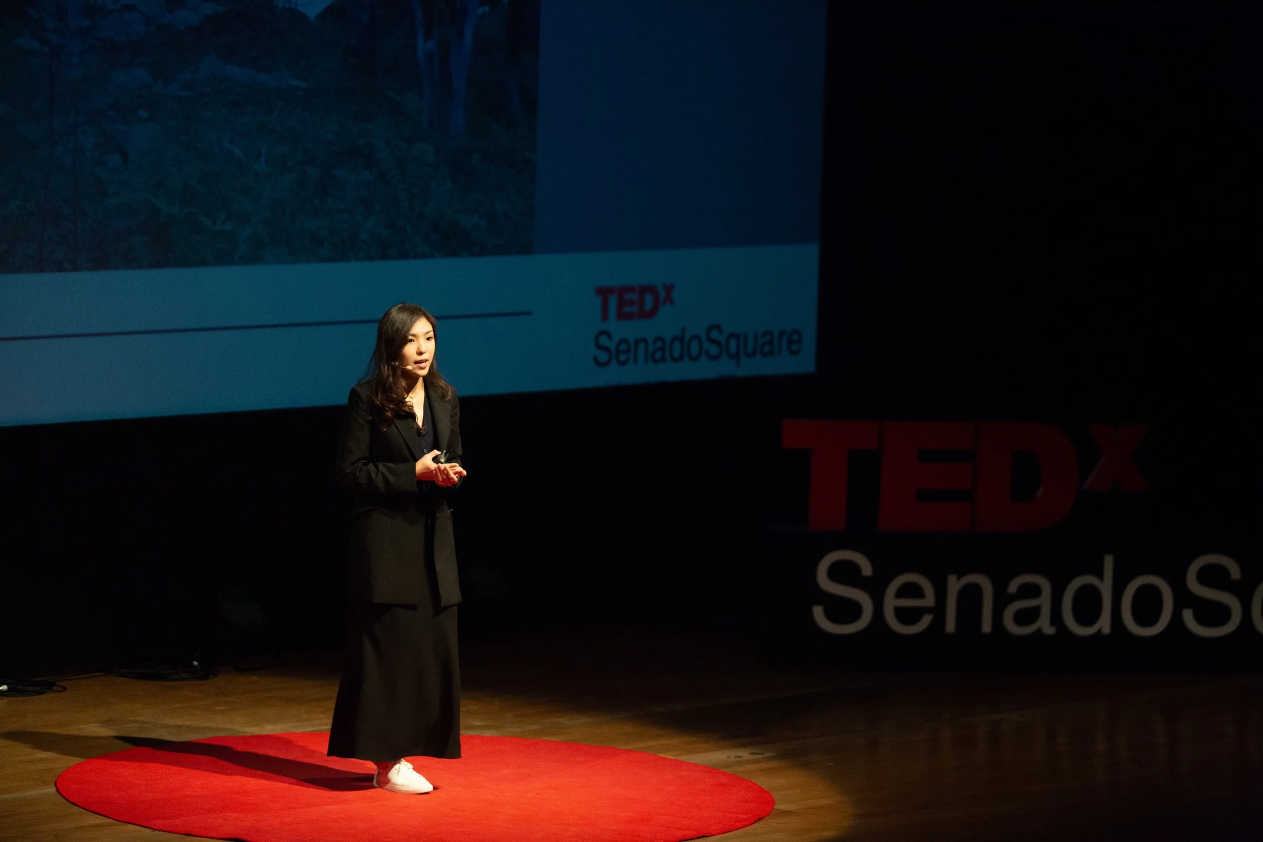 Xenia speaking at TEDxSenadoSquare in Macau about sustainable fashion and brand transformation