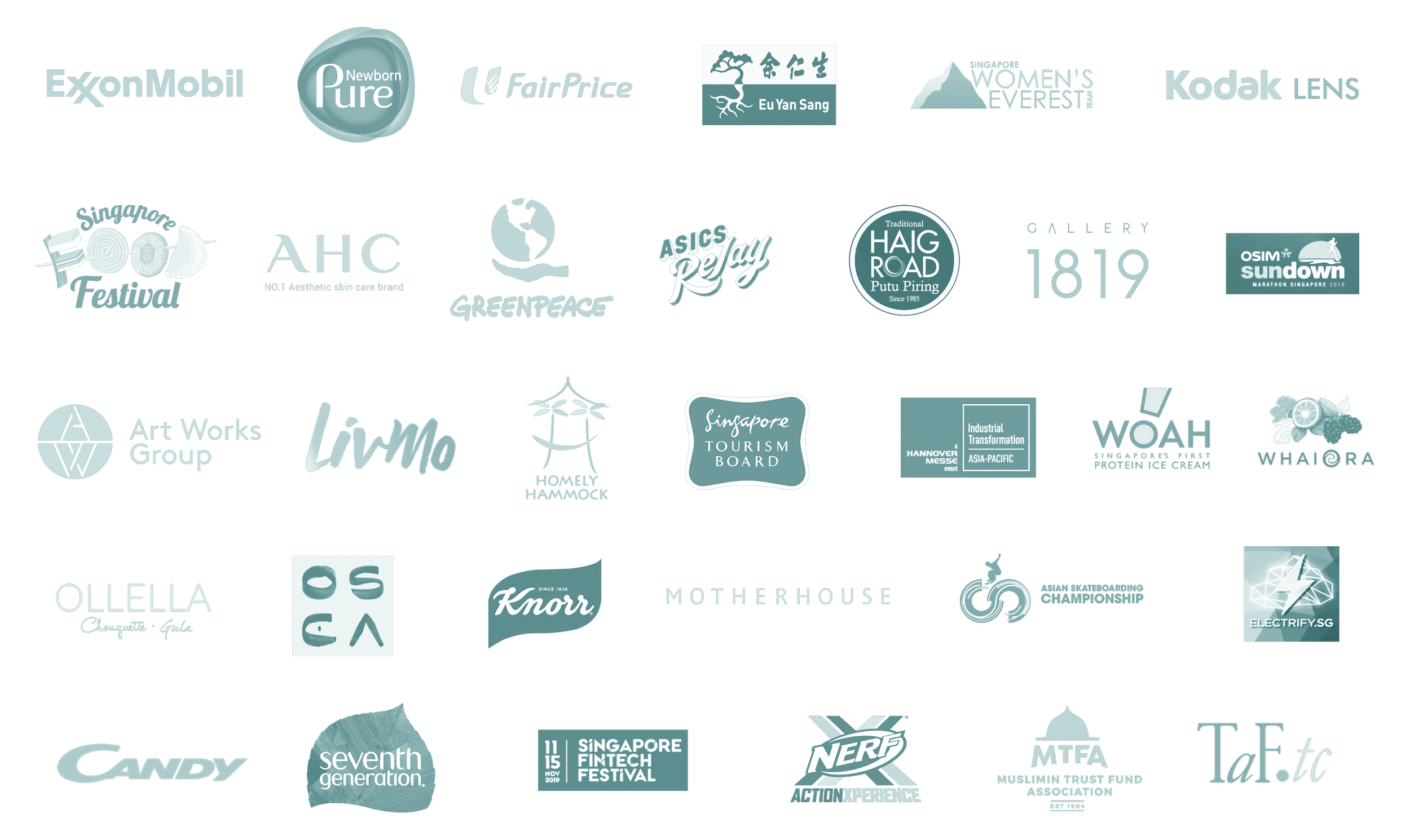 Selection of brands and organisations that have worked with Wanderlust across PR, branding, creative campaigns and communications in Singapore and Southeast Asia.