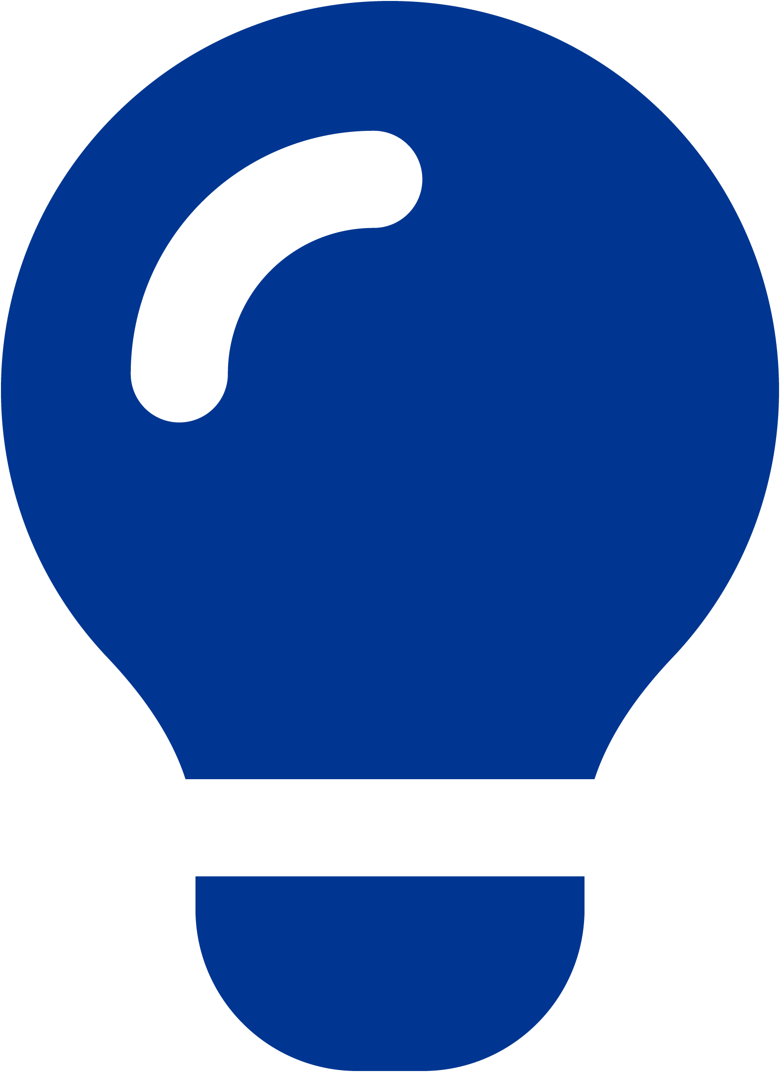 Large blue map marker icon with a black question mark in the center.