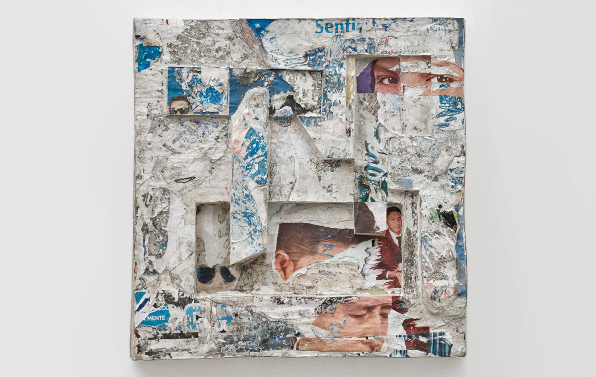 Miguel Andrade Valdez
MIENTRAS CAES. MI SOL
2020
Agglomeration of posters, wood filler, playwood, linseed oil.
60cm x 60cm x 7cm
Courtesy: Miguel Andrade Valdez