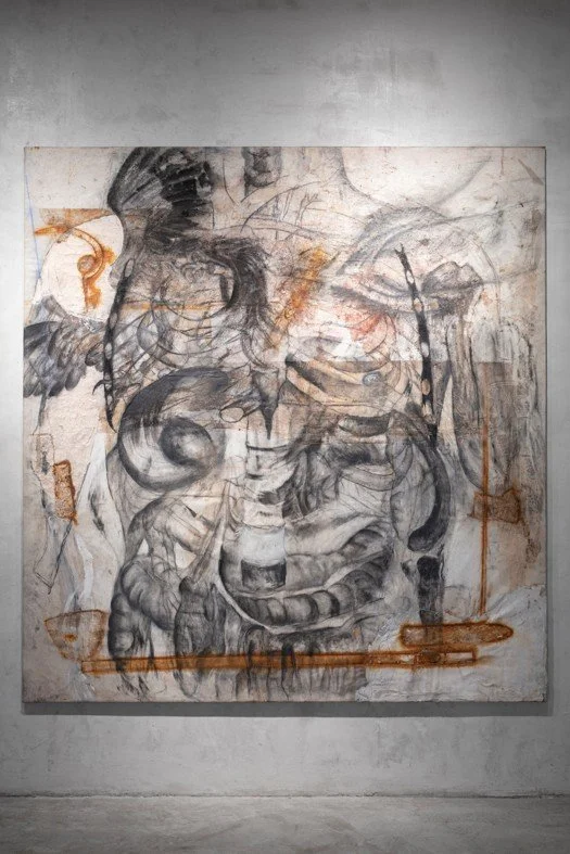 Tronco
Grafito, briston, carboncillo, masilla, yeso, oxido 190 x 203 cm
2023
Credit: Courtesy of N.A.S. A.L., MX and Miguel Andrade Valdez