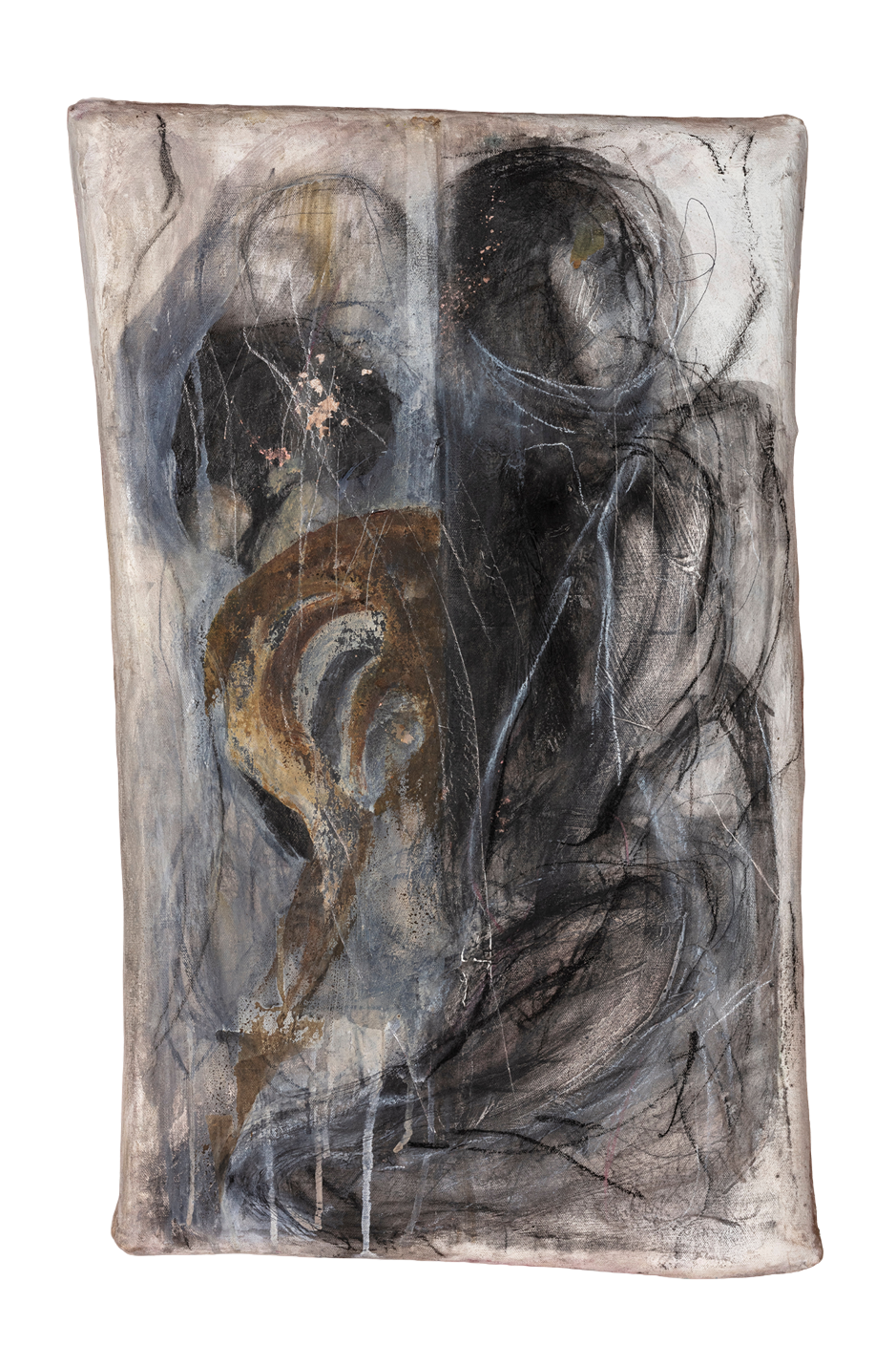 SMOKE (Blue Devils) |

Putty, bistro, watercolor, 
colored pencil, graphite, 
and dammar varnish on canvas 
on willow frame. | Measurements: 39.5 x 60.5 cm  | Photo credit: Gustavo Vivanco Cusco
