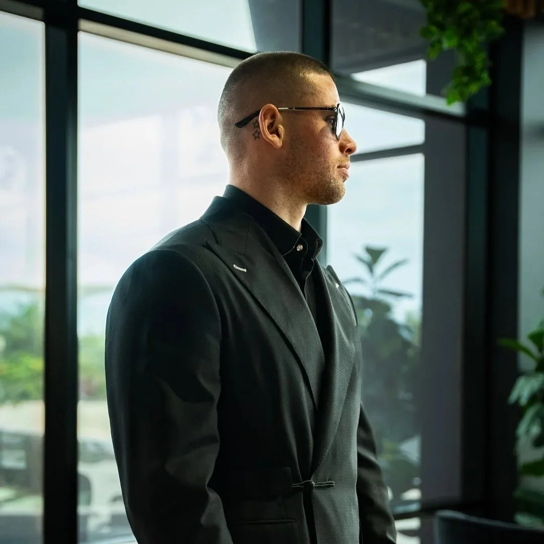 Men's black business suit, Gold Coast