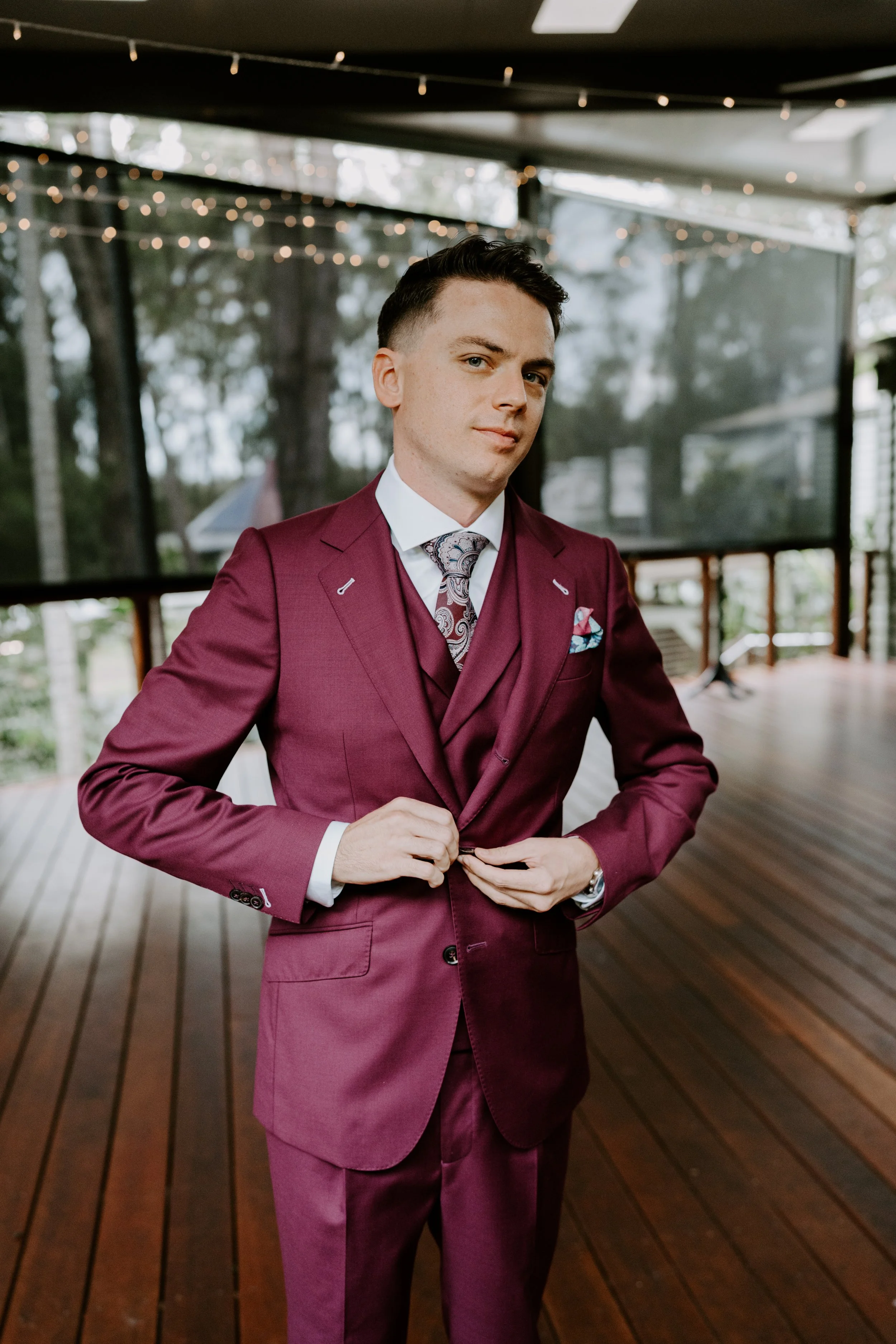 mens burgundy wedding suit gold coast tailored suit