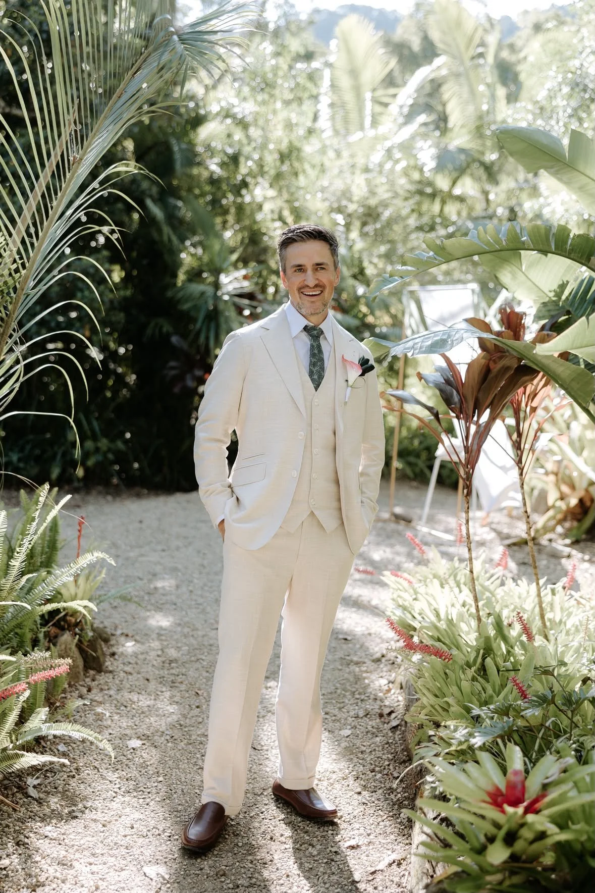 Beige wedding suit