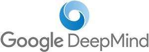 Google DeepMind logo with a blue swirl icon and text