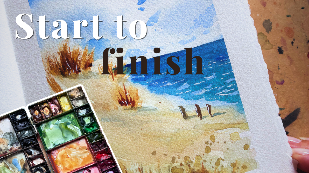 Painting beach scene