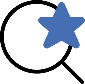 Ikon af loop med blå stjerne.