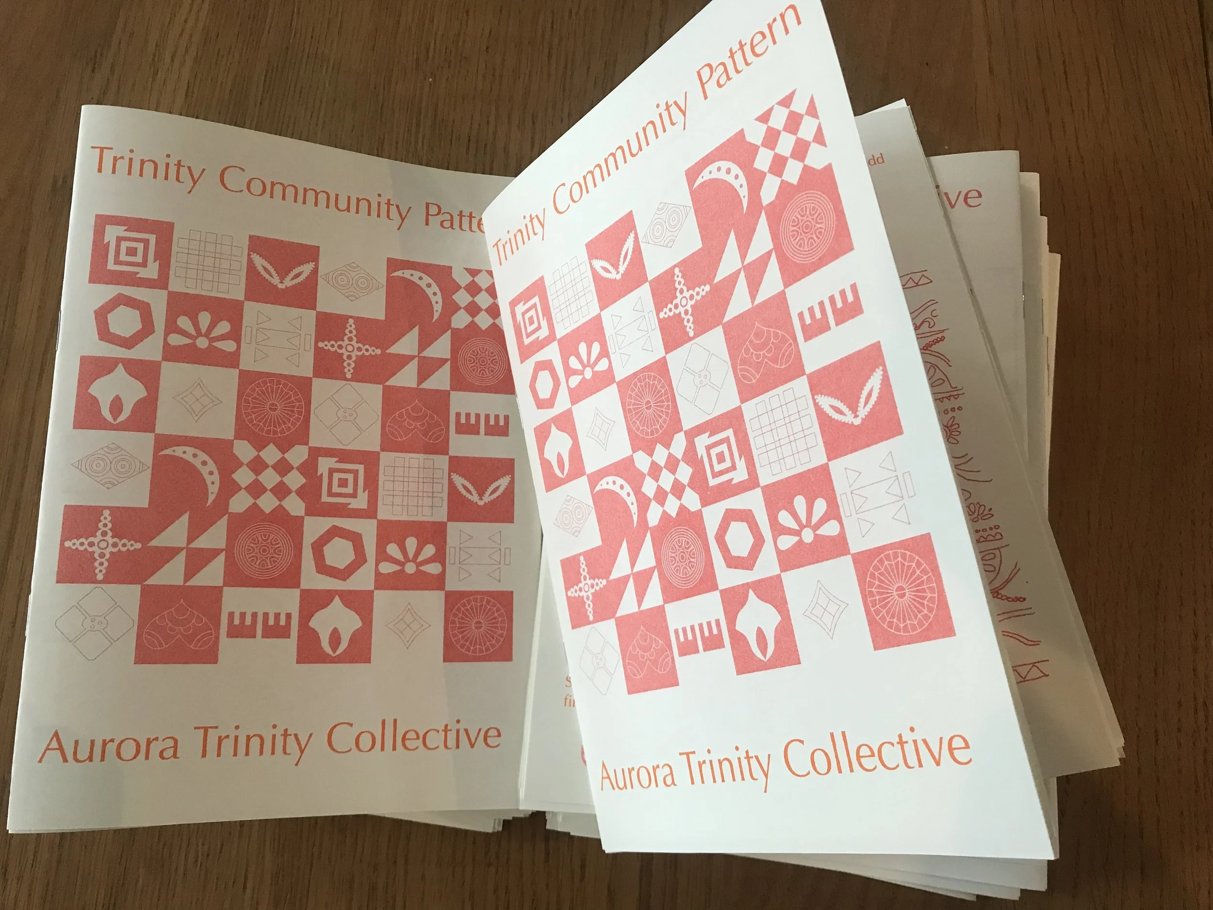 The Trinity Pattern 2024
The Trinity Pattern textile artwork was inspired by the culture and history of those who use the Trinity Centre. Developed from a series of pattern illustrations relating to the memories and cultural traditions of the group m