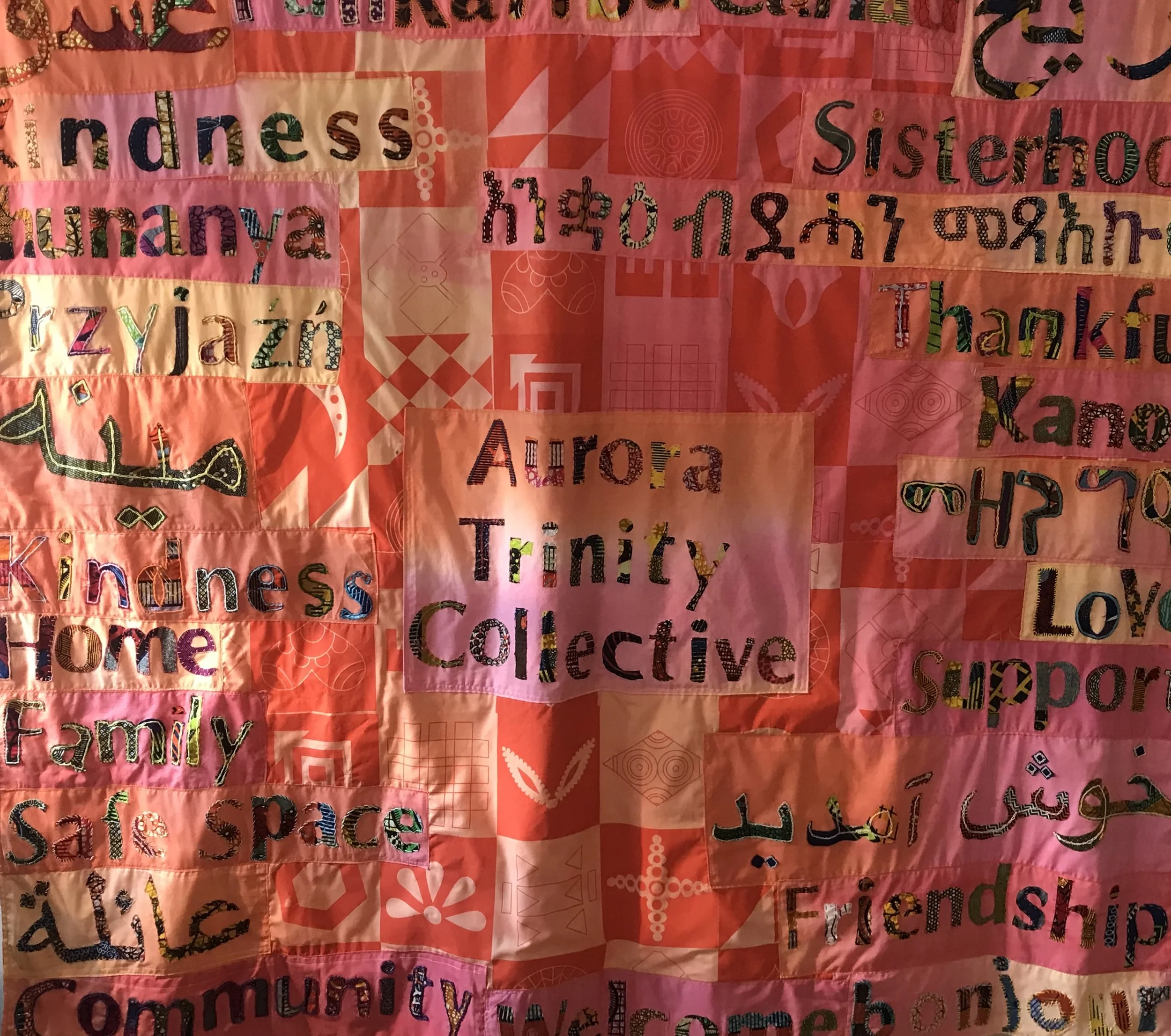 The Trinity Pattern 2024
The Trinity Pattern textile artwork was inspired by the culture and history of those who use the Trinity Centre. Developed from a series of pattern illustrations relating to the memories and cultural traditions of the group m