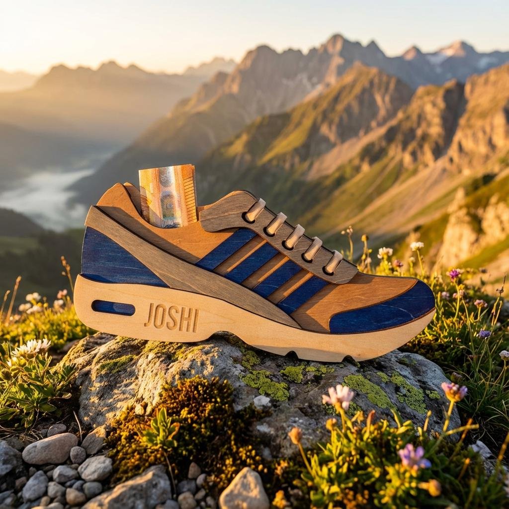 Gutscheinhalter Sneaker aus Holz – für Sportfans