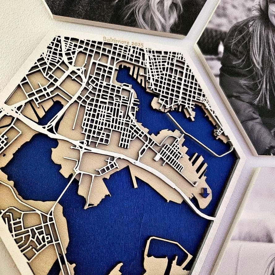 Hexagon Landkarte in 3D - personalisierter Stadtplan als ewige Erinnerung