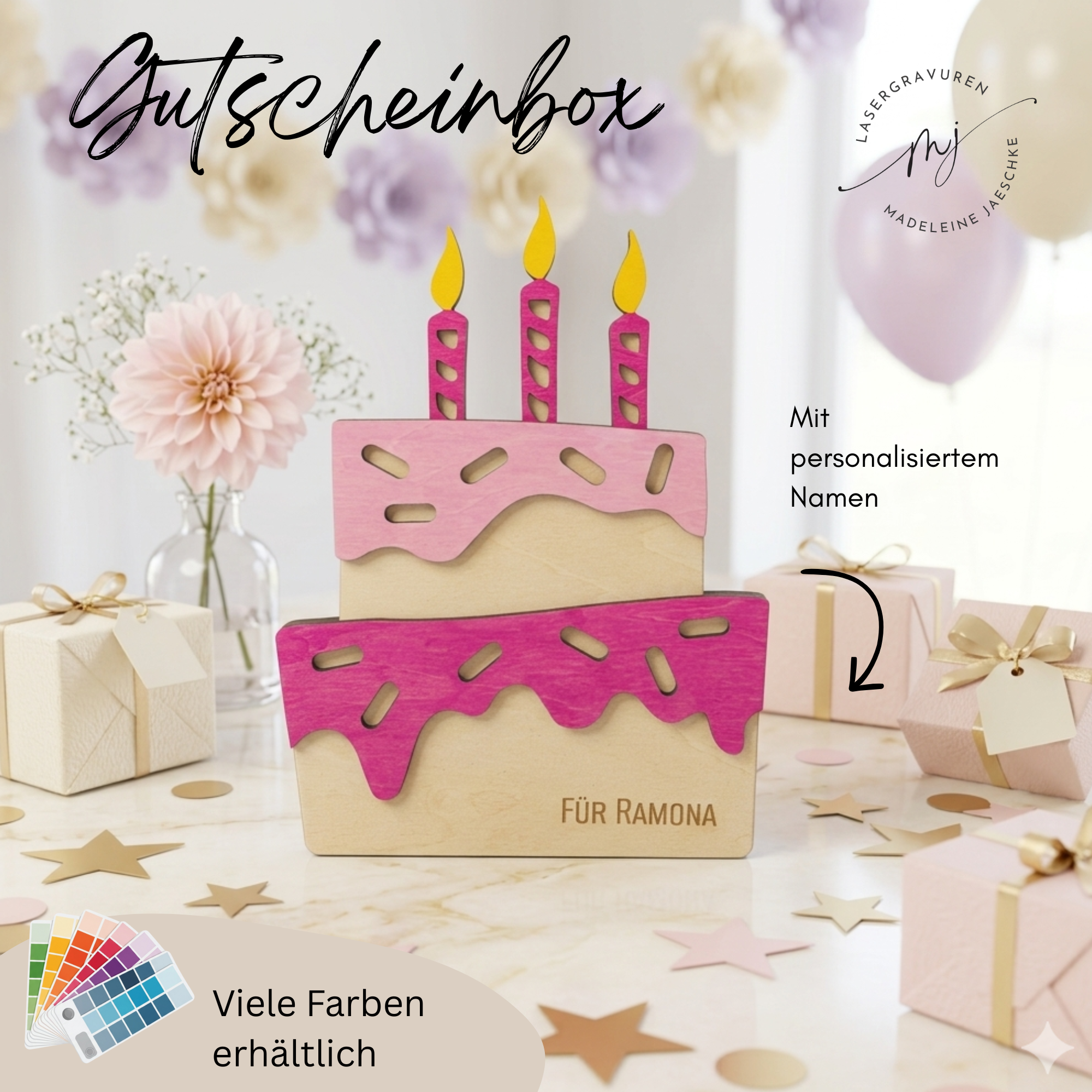 Personalisierter Gutscheinhalter Torte