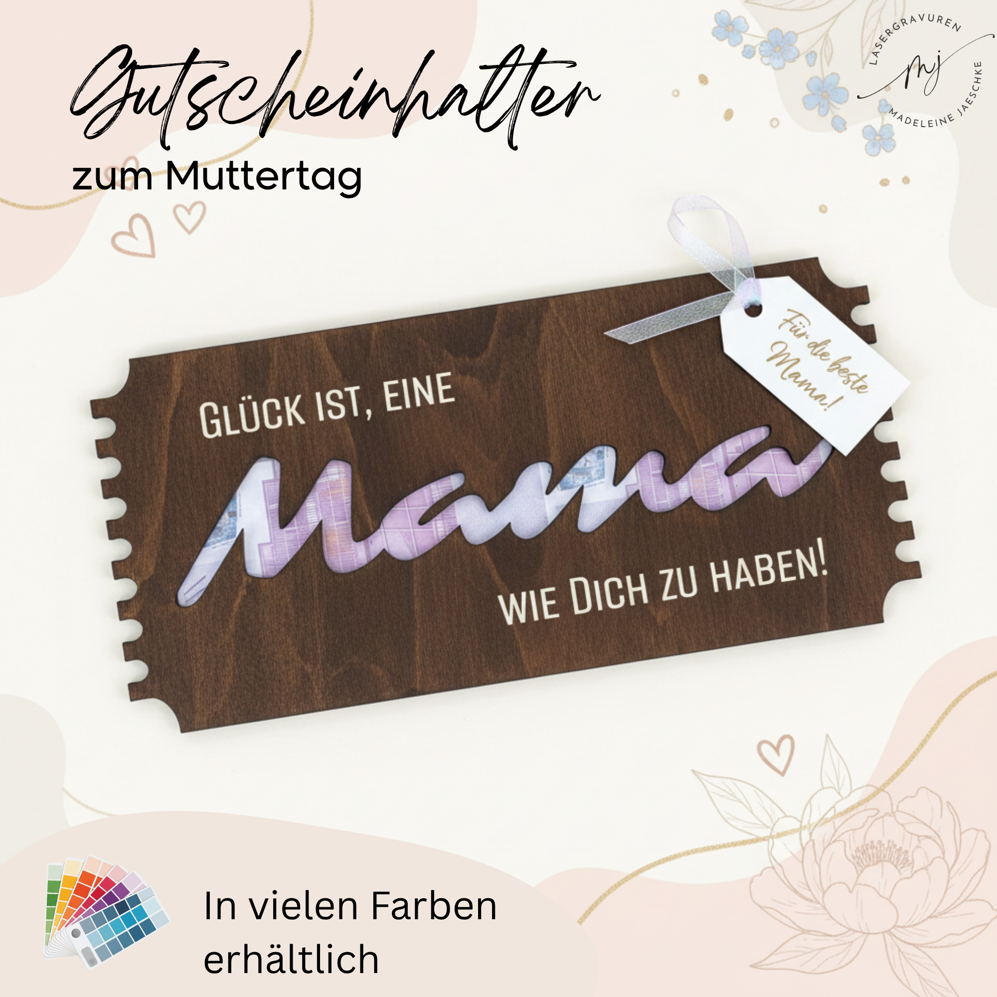 Personalisierter Gutscheinhalter aus Holz