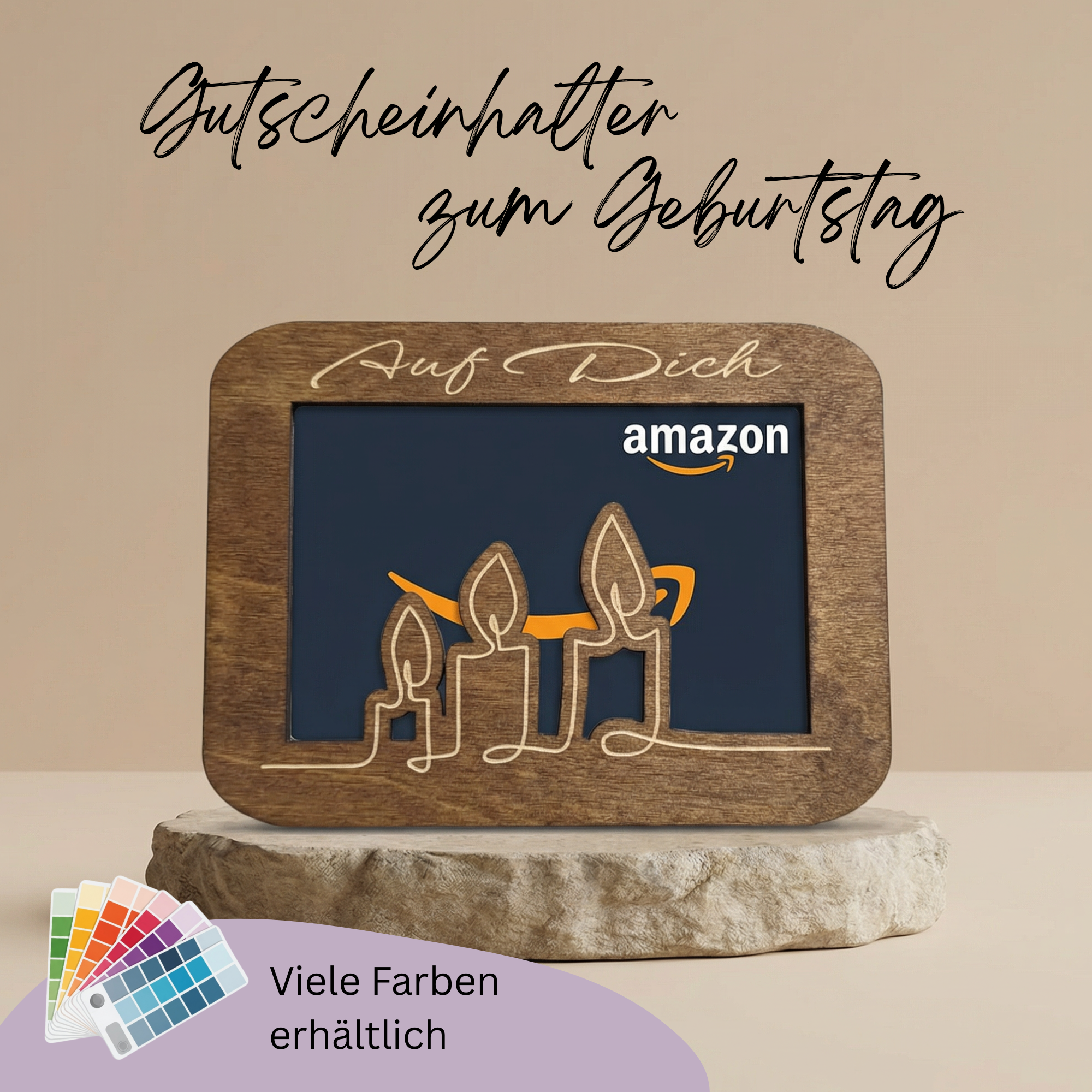 Holz Gutschein- Verpackung zum Geburtstag – personalisiert mit Gravur
