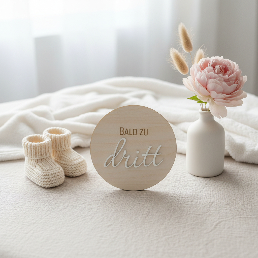 Holzschild Babyankündigung