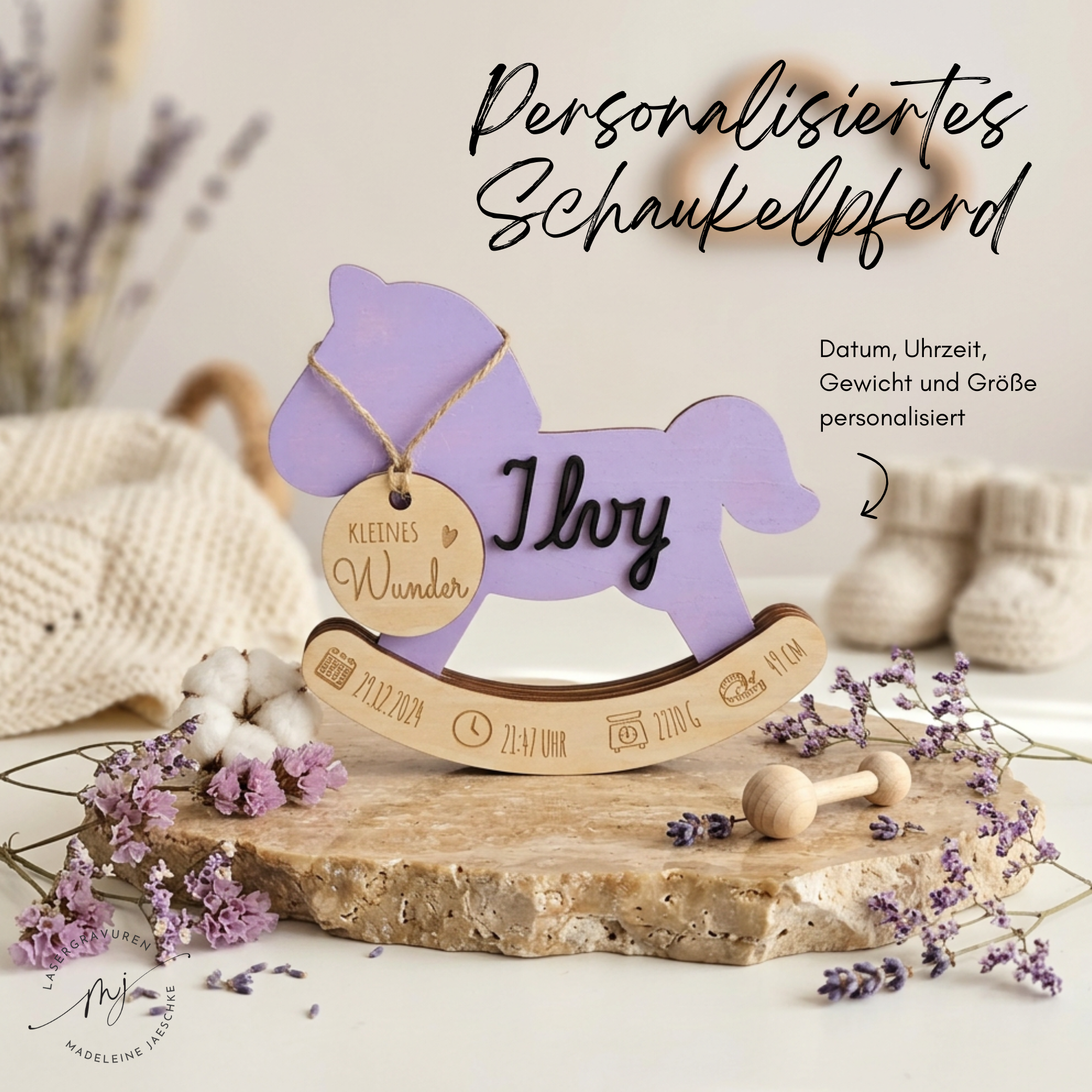 Personalisiertes Schaukelpferd aus Holz