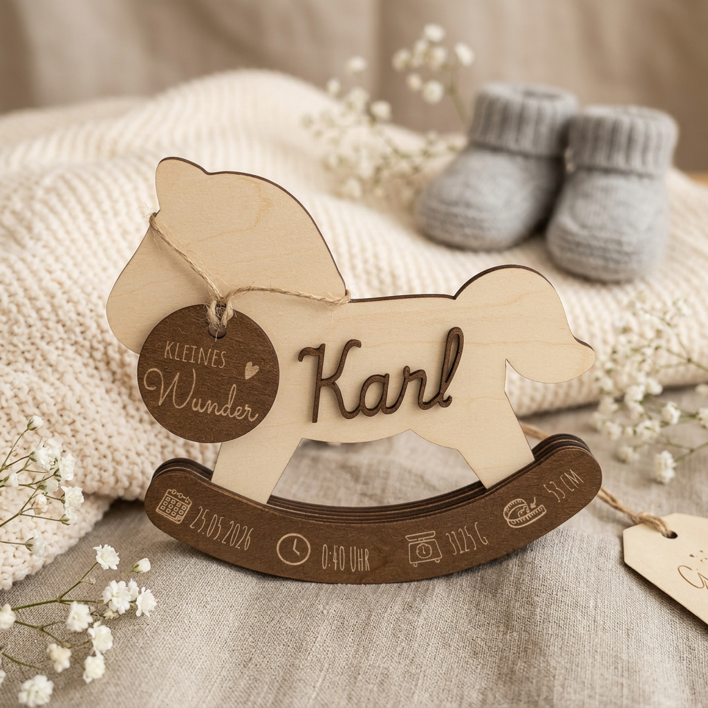 Personalisiertes Schaukelpferd aus Holz