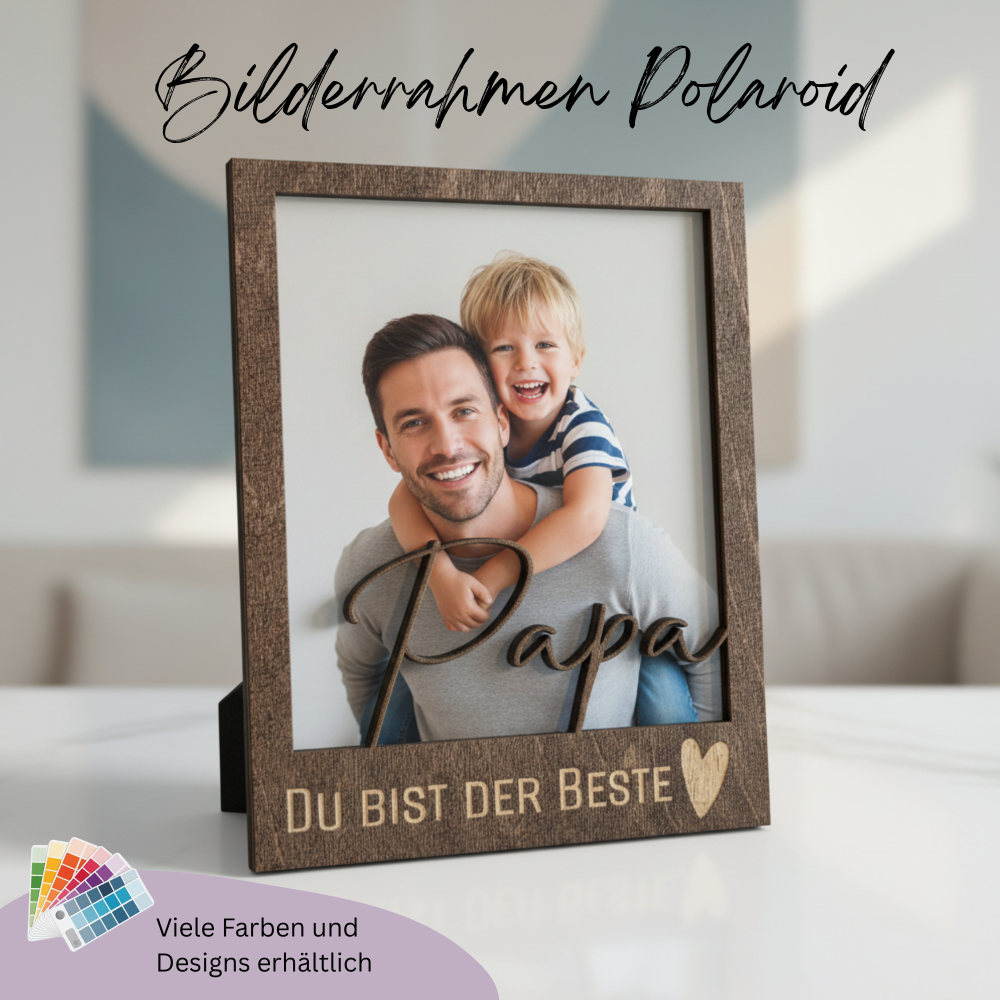 Personalisierter Holz Bilderrahmen im Polaroid Stil