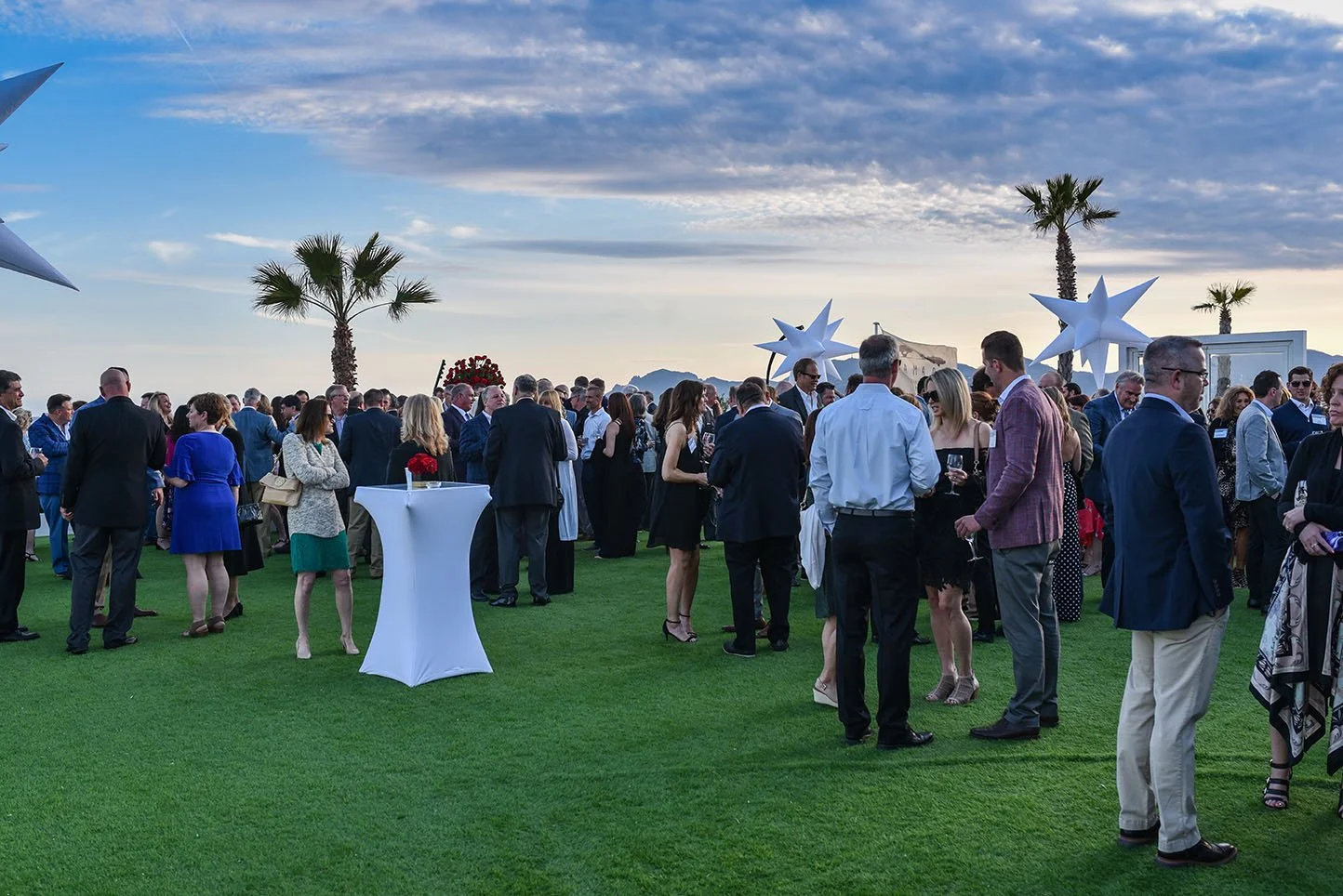 Outdoor hospitality reception at Palm Beach, Cannes