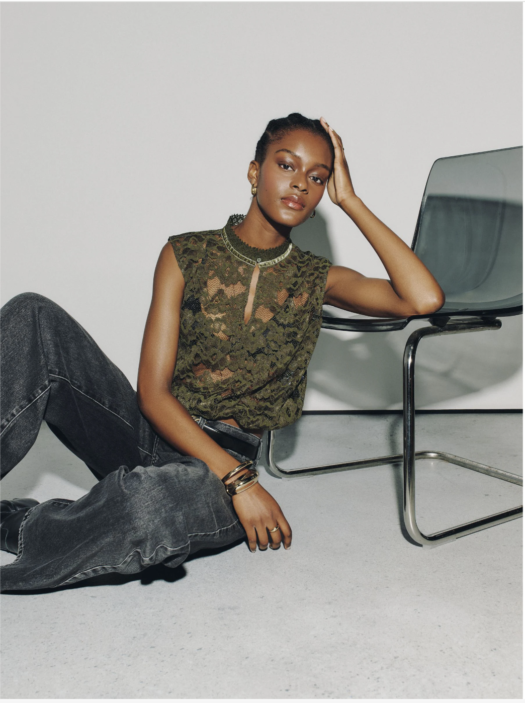 Olive Lace Bubblehem Top C - K80-279 .png
