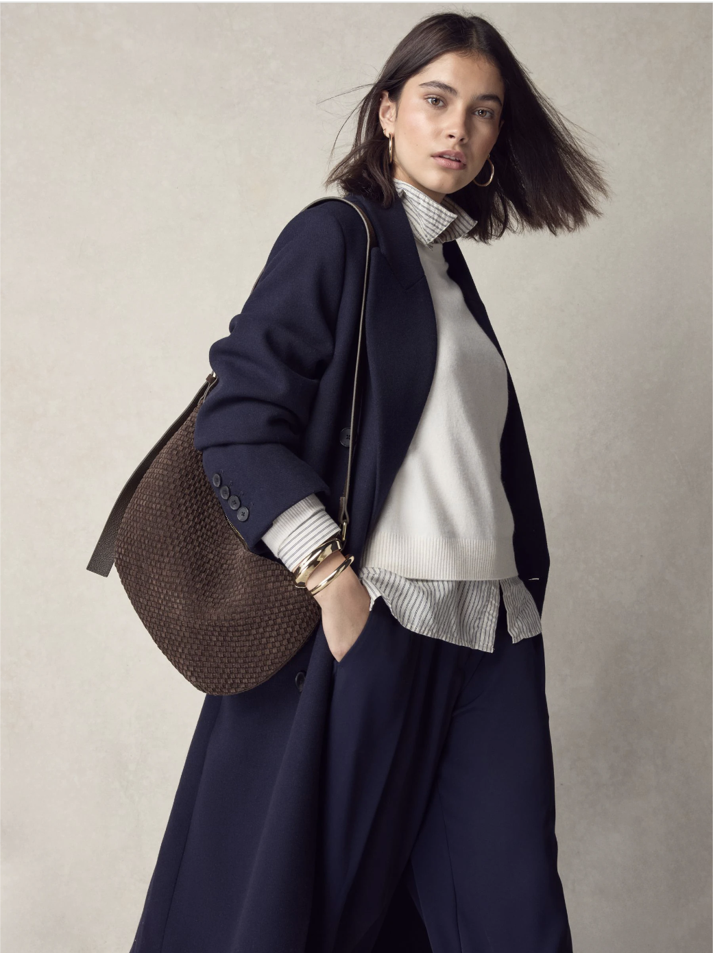 Chocolate Brown Suede Sling Weave Shoulder Bag - H51019 .png