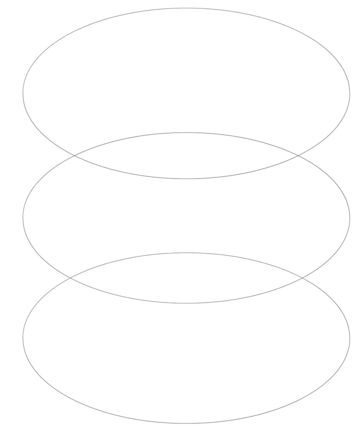 A black diagram with three horizontal rows of elliptical shapes connected by lines, containing space for text in each shape.