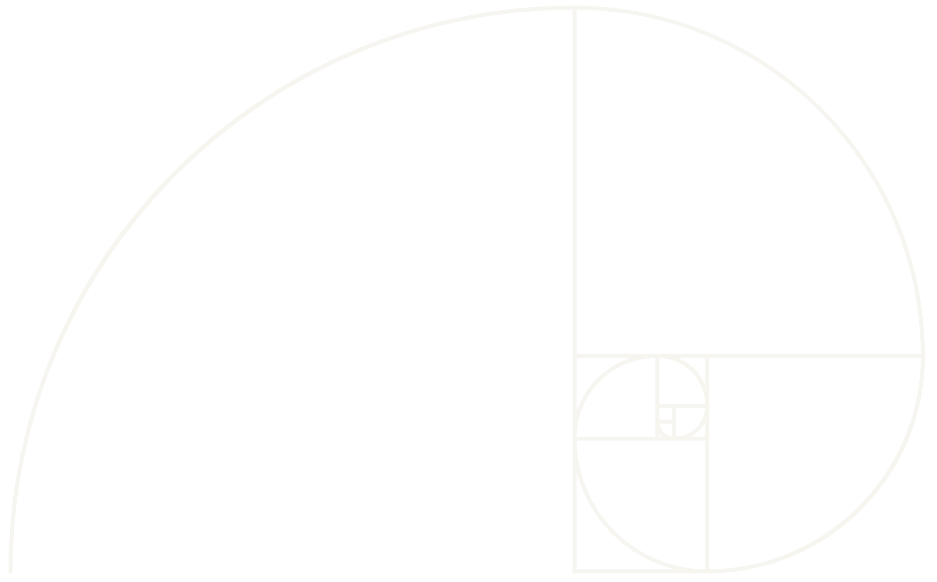 Illustration of the Fibonacci spiral overlaid on a black background, showing the sequence of squares used to construct the spiral, originating from the center and expanding outward.
