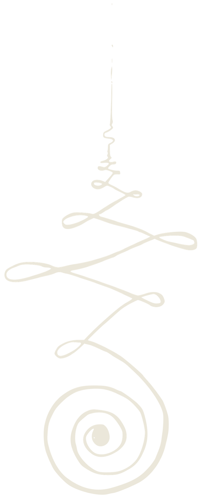 A minimalist white wire sculpture on a black background, forming a spiral at the bottom and abstract shapes extending upward in a flowing, continuous line.