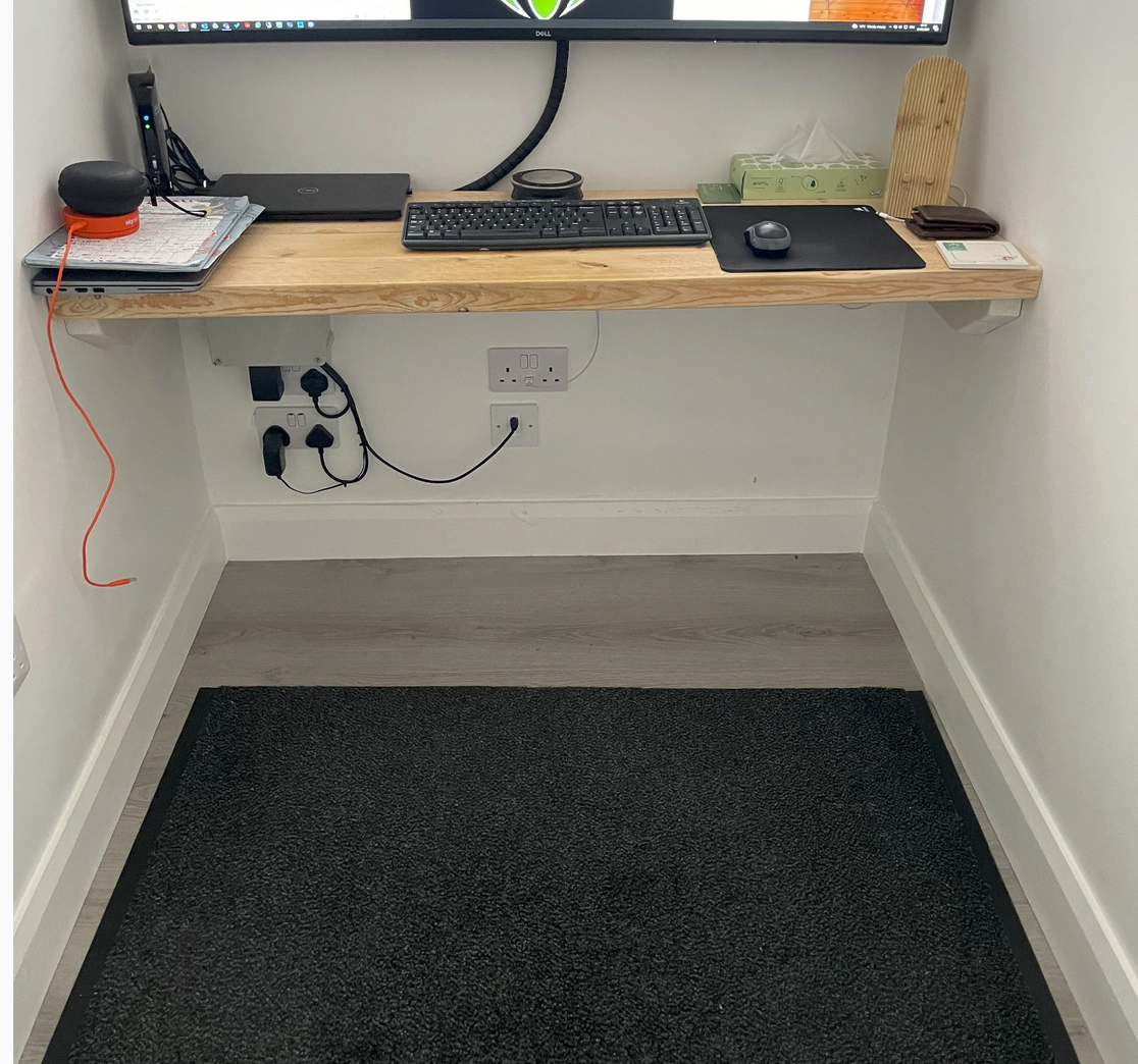 Small home office desk with power, USB A and RJ45 ports